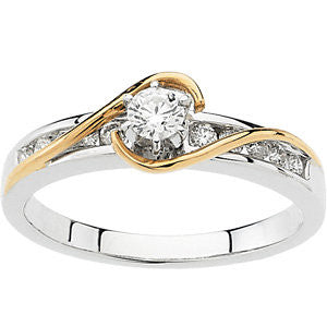 14K White & Yellow Gold 1/3 CTW Diamond Engagement Ring , Size 7