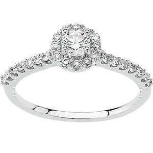 Halo-Style Engagement Ring in 14k White Gold, Size 7