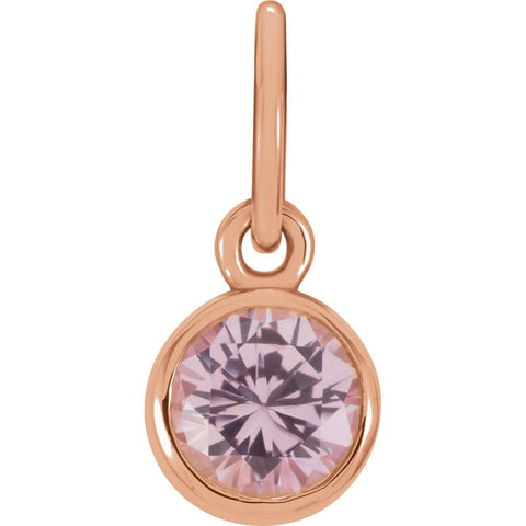 14k Rose Gold Imitation Pink Tourmaline Birthstone Charm