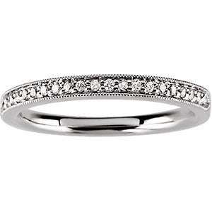 14k White Gold 1/8 CTW Diamond Band, Size 7