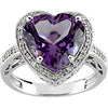 14k White Gold Amethyst & 1/6 CTW Diamond Ring, Size 7
