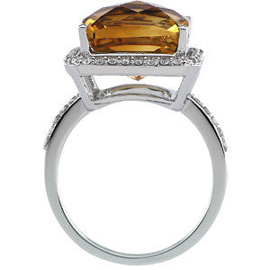 14k White Gold Halo-Style Ring, Size 7