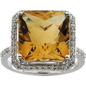 14k White Gold Halo-Style Ring, Size 7