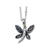 0.04 CTTW 14K White and Black Rhodium Plated Genuine Blue Sapphire and Diamond Necklace in 14K White Gold