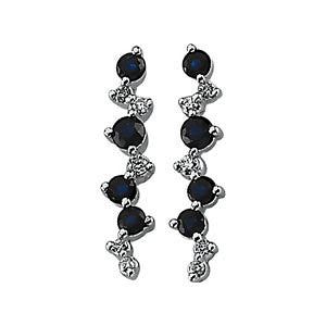 14k White Gold Blue Sapphire & Diamond Earrings