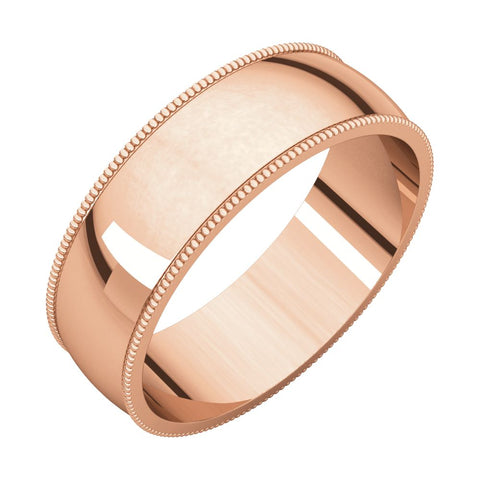 14k Rose Gold 6mm Light Milgrain Band, Size 4