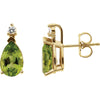 Pair of 09.00X06.00 mm 14K Yellow Gold Peridot & 0.08 CTTW Diamond Earrings