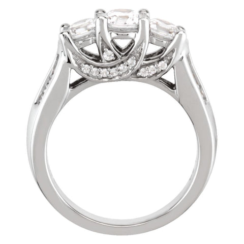 14k Yellow Gold 3/4 CTW Diamond 3 Stone Accented Engagement Ring , Size 7