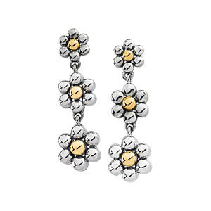 14K White & Yellow Gold Articulated Flower Earrings