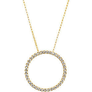 14k Yellow Gold 1 CTW Diamond Circle 18" Necklace