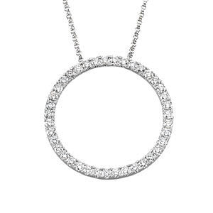 14k White Gold 1 CTW Diamond Circle 18" Necklace