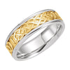 7 mm Celtic-Inspired Two-Tone Band in 14k White and Yellow Gold (Size 6 )