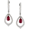 14k White Gold 1/4 CTW Diamond & Ruby Earrings