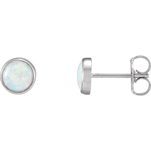 14k White Gold Bezel Set Opal Earrings