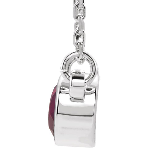 Sterling Silver Imitation Ruby 16" Necklace