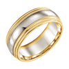 14k Yellow Gold & Platinum 8mm Double Milgrain Wedding Band for Men, Size 10