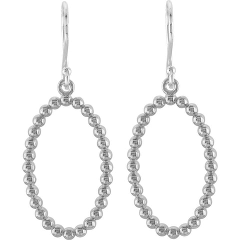 Sterling Silver Oval Beaded Design Earrings