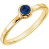 14k Yellow Gold Genuine Blue Sapphire Bezel Ring, Size 7