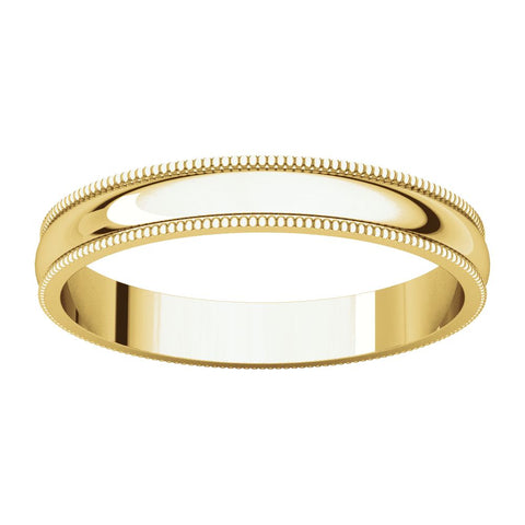 14k Yellow Gold 3mm Light Milgrain Band, Size 5