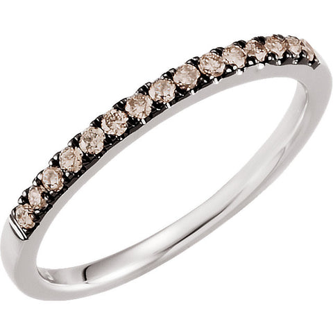 14k White Gold 1/5 CTW Brown Diamond Band, Size 7