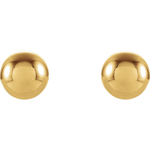 14k Yellow Gold 5mm Round Ball Earrings