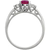 14k White Gold Created Ruby & .04 CTW Diamond Ring, Size 7