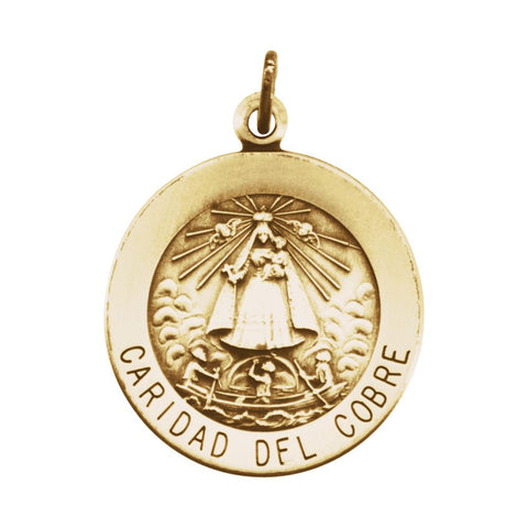 14k Yellow Gold 18mm Round Caridad del Cobre Medal