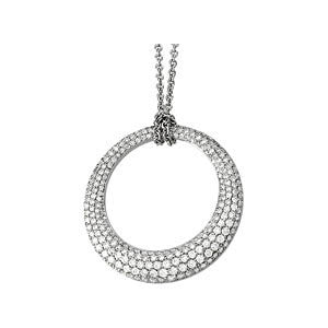 14k White Gold Diamond Circle Necklace