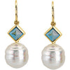 14k White Gold London Blue Topaz Earrings & Pearl Earrings or Semi-mount