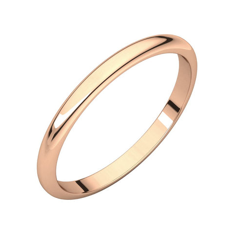 14k Rose Gold 1mm Half Round Band , Size 4.5