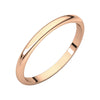 14k Rose Gold 2mm Half Round Wedding Band for Men, Size 10