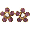 14k Yellow Gold Imitation "February" Youth Birthstone Flower Inverness Piercing Earrings
