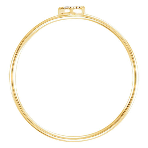 14k Yellow Gold 1/8 CTW Diamond Petite Square Ring, Size 7
