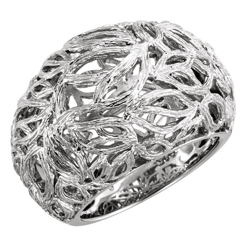Sterling Silver Textured Bark Dome Ring, Size 7