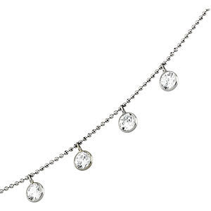 14k White Gold Bezel Set Necklace