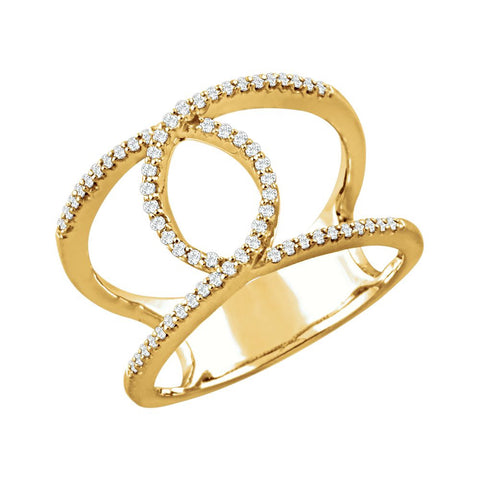14k Yellow Gold 1/5 CTW Diamond Interlocking Loop Ring, Size 7