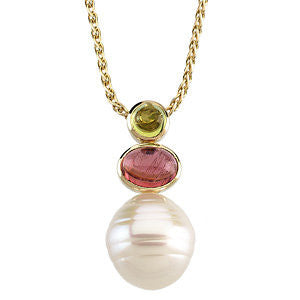 14k Yellow Gold Accented Pendant for Pearl