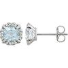 14k White Gold Aquamarine & 1/10 ctw. Diamond Earrings