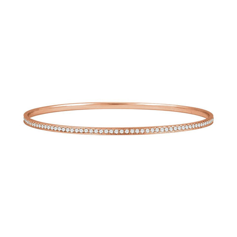 14k Rose Gold 1 1/2 CTW Diamond Bangle Bracelet