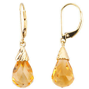 14k Yellow Citrine Briolette Earrings