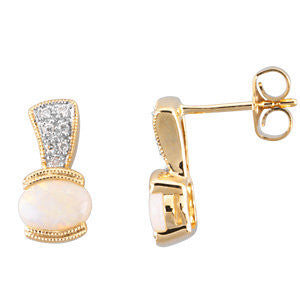 14k Yellow Gold Opal & .07 CTW Diamond Earrings