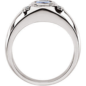 14k White Gold Tanzanite & 1/8 CTW Diamond Ring, Size 7