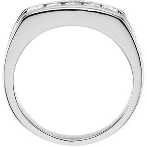 Platinum Men's Five-Stone Ring, Size 10