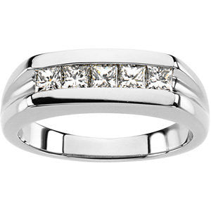 Platinum Men's Five-Stone Ring, Size 10