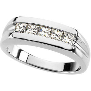 Platinum Men's Five-Stone Ring, Size 10
