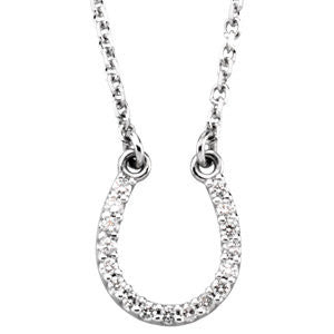 14k White Gold .08 CTW Diamond Horseshoe 16" Necklace