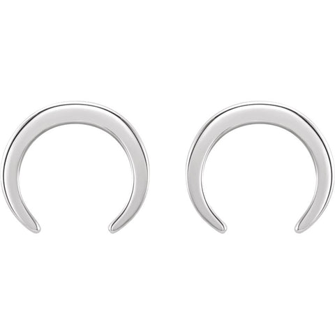14k White Gold Crescent Earrings