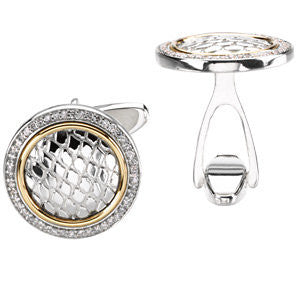 Sterling Silver & 14k Yellow Gold 1/2 CTW Diamond Cuff Links