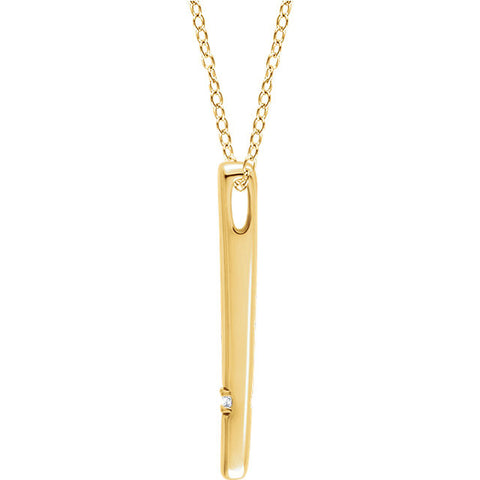 14k Yellow Gold .015 CT Diamond Bar 16-18" Necklace
