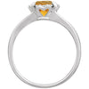 14k White Gold Citrine & .05 CTW Diamond Ring, Size 7